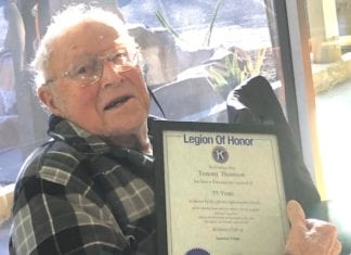55 Years Perfect Attendance Earl “Tommy” Thomson of the Kiwanis Club of Sunrise Vista