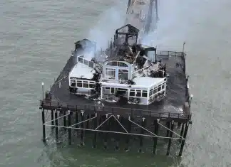 Oside Pier Fire Extinguished, Rebuild Begins