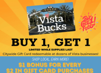 Vista Bucks Promotion Buy one Get One – 42 Locations
