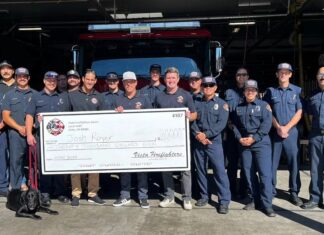 Vista Firefighters Local 4107 Presenting Josh Royer of Heartland Fire with $20,000