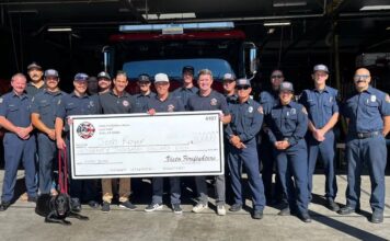 Vista Firefighters Local 4107 Presenting Josh Royer of Heartland Fire with $20,000