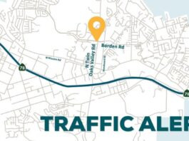Traffic alert – N Twin Oaks Valley and Borden Road