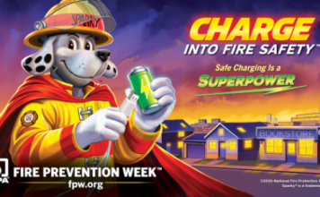 Fire Prevention Week October 4–10, 2026, is “Charge into Fire Safety Safe Charging Is a Superpower.”